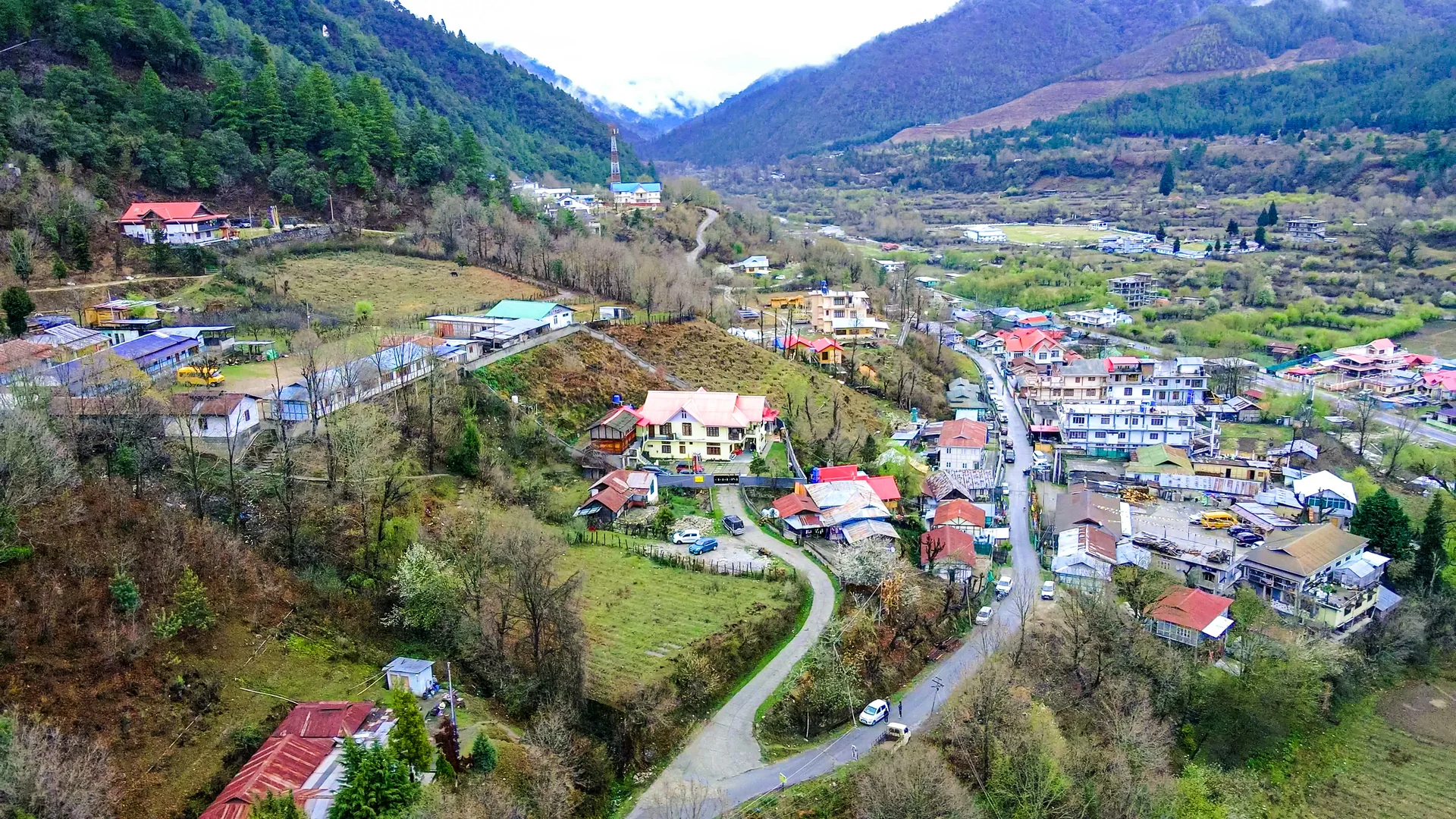 Aerial view of Shergaon village Arunachal Pradesh